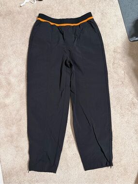 Topman Black Joggers with Orange Waistband